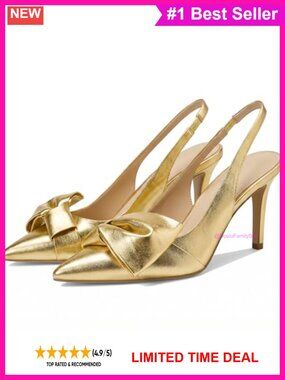 Asymmetrical Bow Slingback Pumps Pointed Toe Stiletto Heels